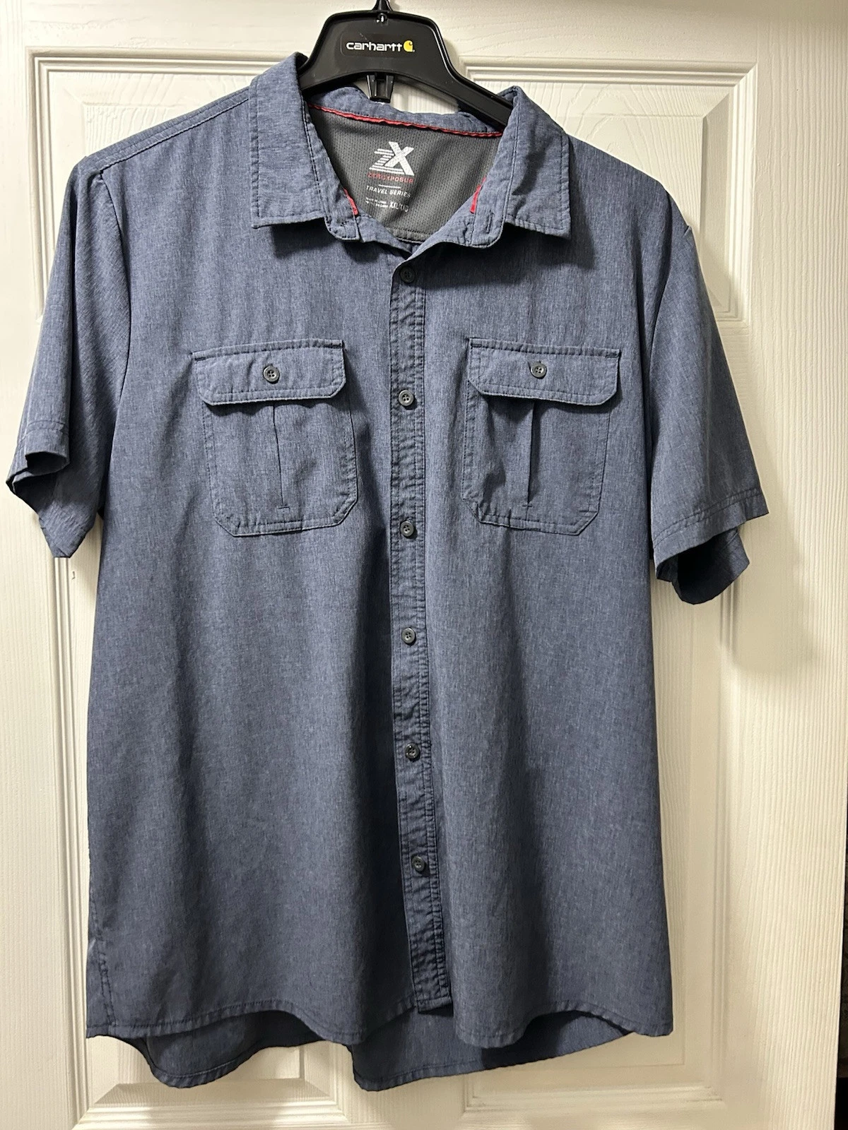 Zeroxposur Travel Series Vented Mens XXL Casual Button Shirt Blue