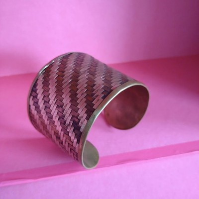 Unisex, mixed metal, Cuff, woven metal, brutalist modernist, mexican style