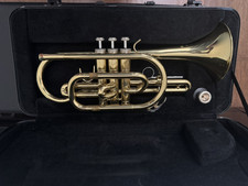 Stagg Bb Pocket Trumpet Gold Lacquer Brass, 3 Piston Valves, Case  MP