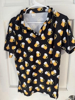 Men s Beer Short Sleeve Button Up Shirt Size Small