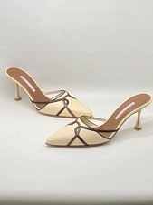 Manolo Blahnik Ragheb 70MM Leather Mules size 38 Retail 965