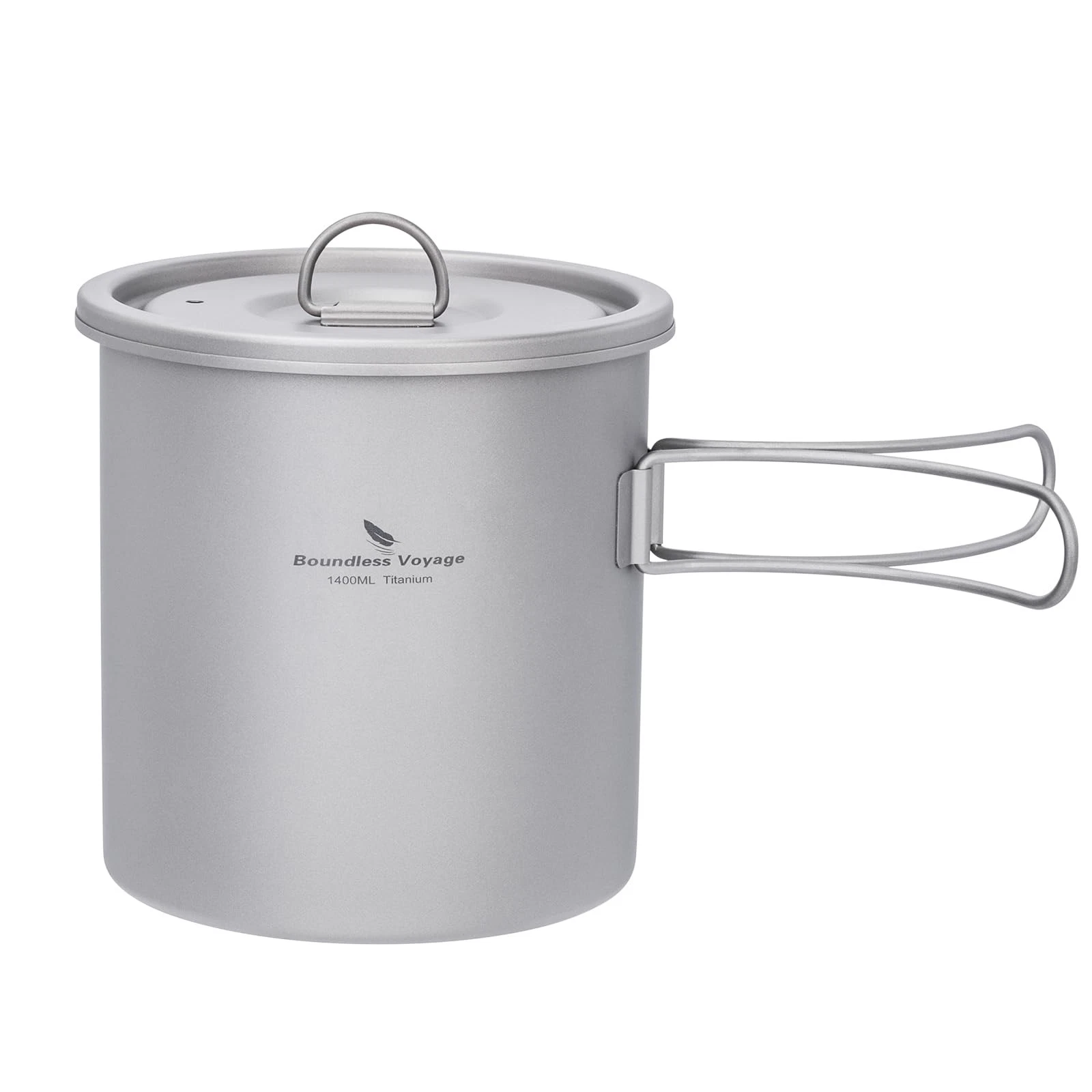 1400ml (1.4L) Titanium Pot Camping Trekking Cookware with Folding