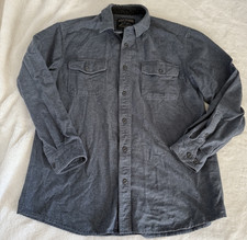 Men's Grizzly Mountain Gray Brushed Cotton Flannel Chamois Button Up Shirt XL