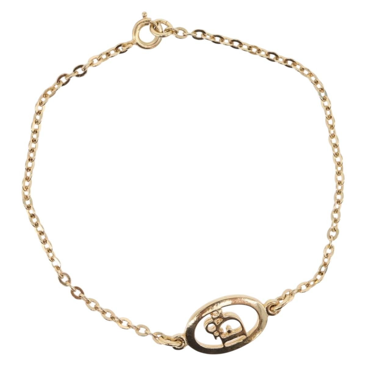 Christian Dior Vintage Logo Bracelet Metal Gold Metal Bracelet Jewelry Pre-Owned 285$