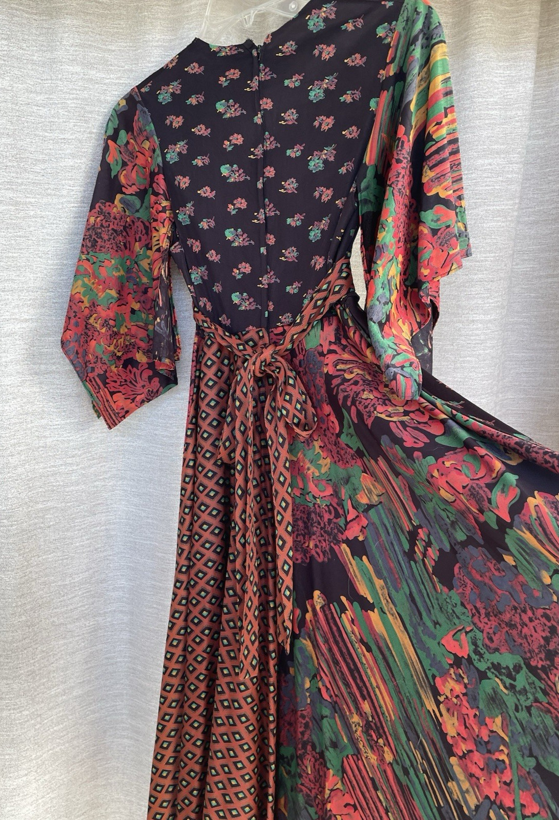 Vintage 1970s Mod Patchwork Asymmetrical Dress IL… - image 6
