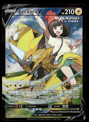 Zeraora V TG16/TG30 Holo V Rare Silver Tempest Trainer Gallery Pokemon NM