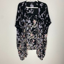 Angie Floral Purple Kimono Open Front Lightweight Womens Medium