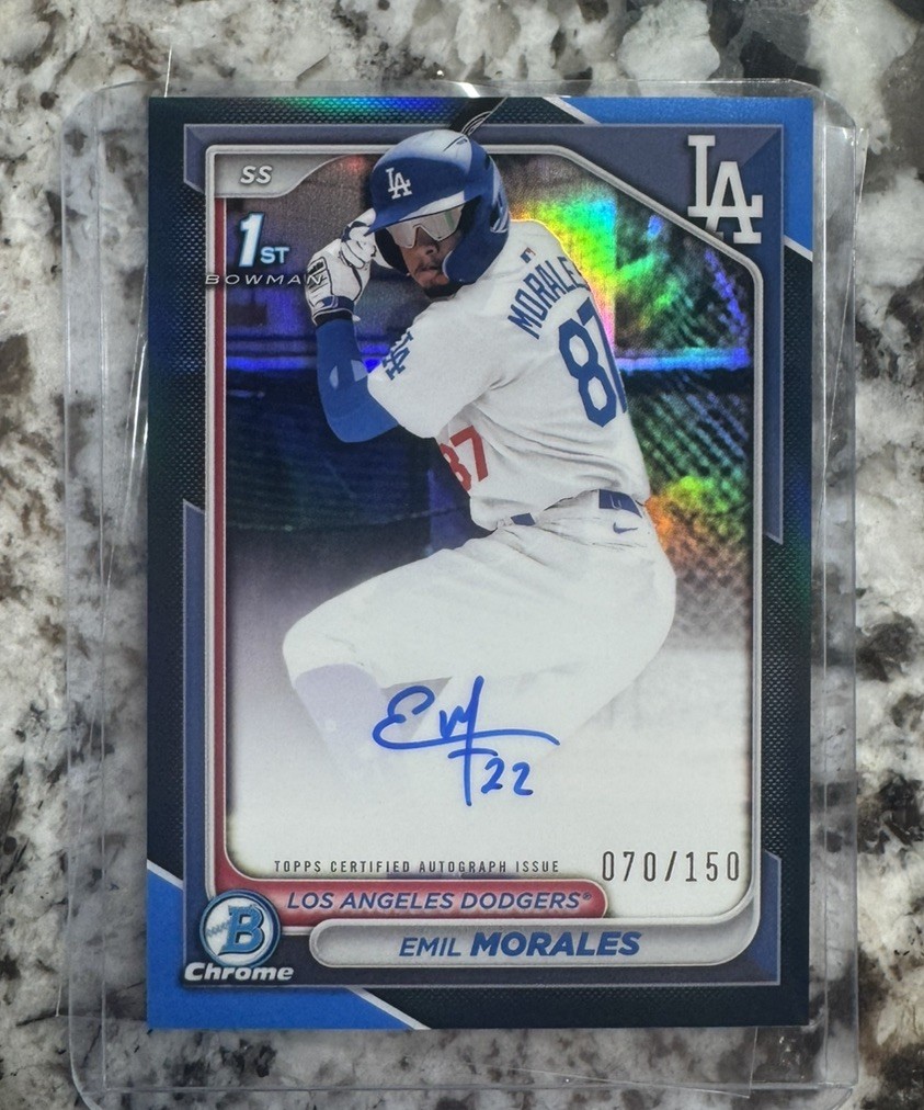 2024 Bowman Chrome 1st Emil Morales True Blue Auto /150 #CPA-EM (RC)