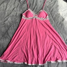 Y2K Victoria s Secret pink lace babydoll teddy lingerie slip dress size M