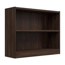 Bush Furniture Universal Small 2 Shelf Bookcase in Black Walnut, Low Storage ...