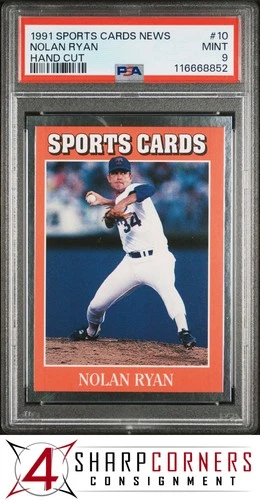 1991 ALLAN KAYE'S SPORTS CARDS NEWS MAGAZINE HAND CUT #10 NOLAN RYAN HOF PSA 9