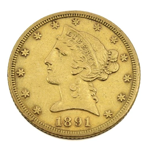 1891-CC $5 Liberty Head Half Eagle United States Gold Coin Carson City #C773-2