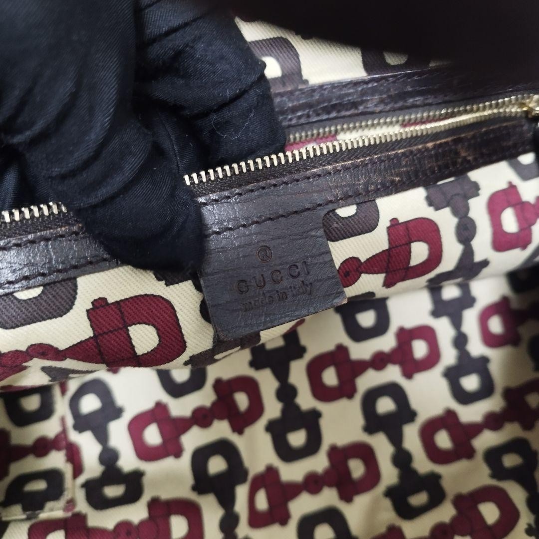 GUCCI Sherry Canvas Tote Bag Brown A4 Shoulder Authentic Excellent Condition thumbnail 10