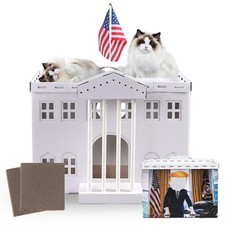 White Cardboard Cat Houses for Indoor Cats, Cat Scratcher House, Cat Play Hou...