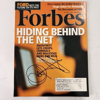 Forbes October 15 2007 Hiding Behind the Net Magazine