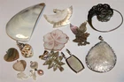 Fantastic carved mother pearl shell freshwater pearl pendants findings Lot#516
