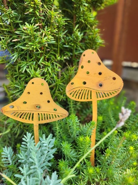 Edelrost Waldpilze Zum Stecken 2Er-Set Deko Pilz Herbstdeko Gartendeko Herbst-image