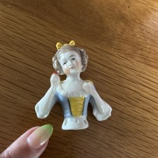 Antique Porcelain Half Doll Pin Cushion