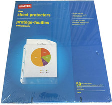 Staples Clear Sheet Protectors 50 Top Loading Sheets 10519 Letter Sz NEW Look