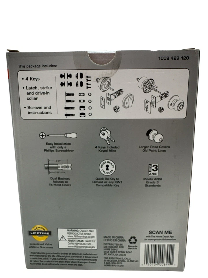 Defiant Hartford 2 cerrojo y 2 perillas de puerta de entrada con llave 1009 4291 120 nuevo Foto 3 de 4
