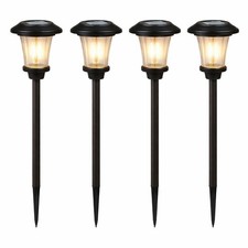 4x Gardenwize Solar Metal Pathway Stake Lights With Ground Spikes - GW432