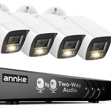 ANNKE 2-Way Audio 8CH DVR 3K Security Camera System, 4X 5MP CCTV White Wired Cam