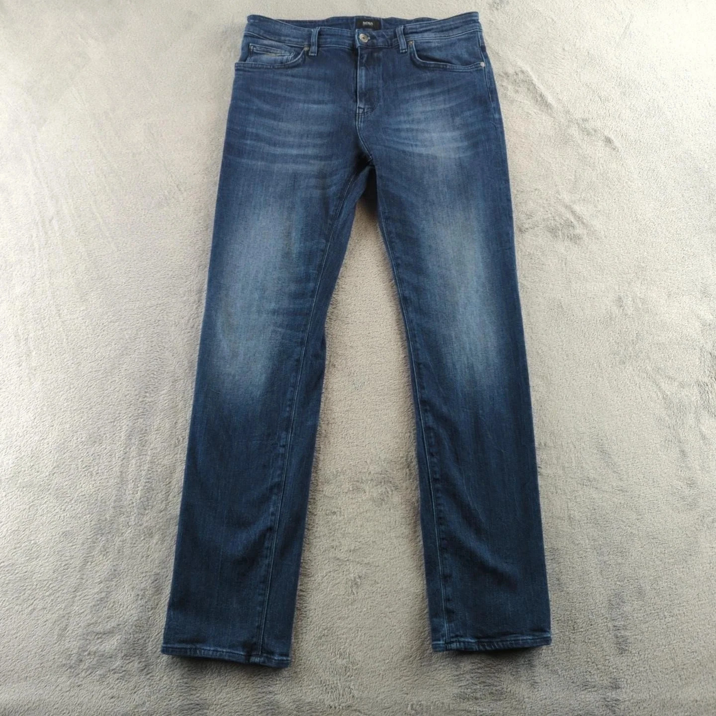 Hugo Boss Jeans Mens Size 33x34 Blue Stretch Denim Slim Fit Straight Leg Made Tunisia