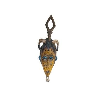 Vintage Holz Widder Antilope Stammesmaske Hörner/Ständer Guro Handarbeit afrikanische Küste