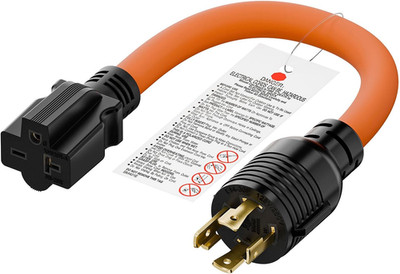 1FT Nema L14-30P 30Amp Locking Plug Male to 6-20R T-Blade Adapter, STW 10-AWG 30