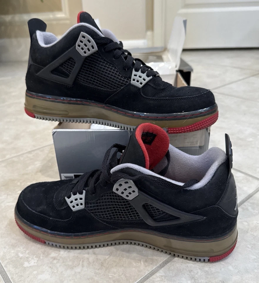 NIKE AIR JORDAN AJF FUSION 4 AIR JORDAN 4 RETRO "BRED" BLACK SZ 11 [364342-061] - Image 2 of 4