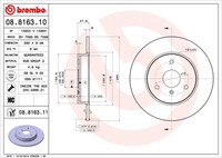 Pack De 2 - Bremsscheibe 08.8163.11 Brembo FüR KIA Mitsubishi Smart