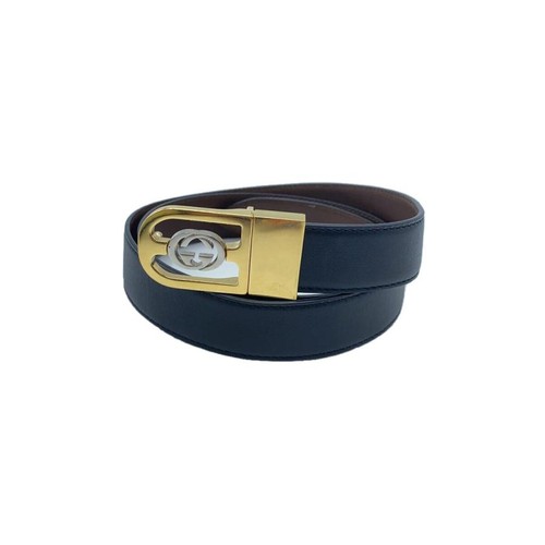GUCCI Interlocking G Buckle Belt Leather Black Women's 547734