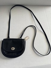 Mini borsa a tracolla Coach Park Penny vintage in pelle nera ciottolata chiusura girevole
