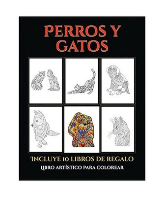 Libro artístico para colorear [Perros y gatos]: Este libro contiene 44 láminas