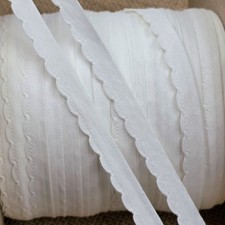 5 Metres White Fabric Fancy Trim Scallop Edge Cotton 11mm Sewing Crafts Ribbon 