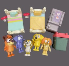 Bluey Friends Toys Figures Lot Jean-Luc Honey Lucky Indy Beds Furniture, 11 Pcs