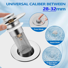 Bathroom Sink Drain Strainer Pop Up Stopper with Stainless Steel Filter Basket