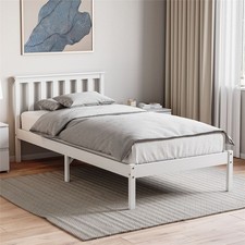 Wooden Bed Frame Solid Pine White Single Double King Size Shaker Style Low Foot