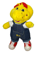 Vintage Barney BJ Yellow Overalls Rubber Shoes Dinosaur Plush 13" no puppy 