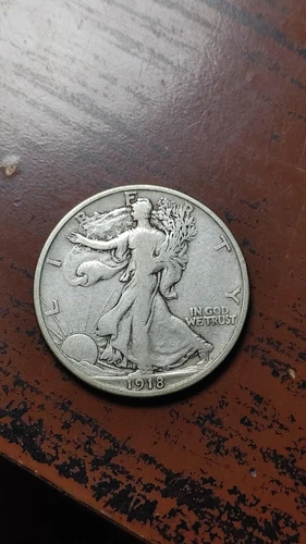 1918 D Walking Liberty Silver Half Dollar 50C Nice F Fine                   S884