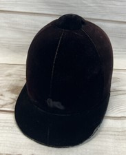 Vintage Black Velvet Equestrian Horse Riding Helmet Hat Size 6 7/8