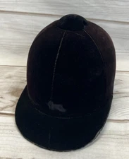 Vintage Black Velvet Equestrian Horse Riding Helmet Hat Size 6 7/8