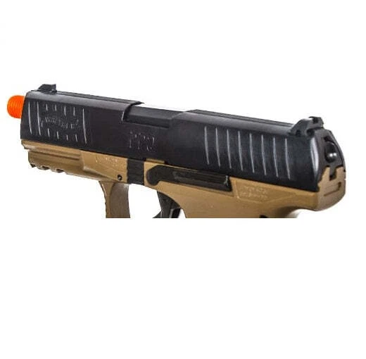 Восстановленный страйкбол лицензированный Walther PPQ черный и желтовато-коричневый пружинный пистолет набор - Изображение 3 из 4