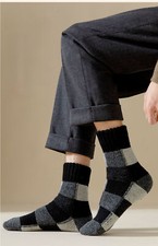 3 pairs of men's thick and warm mid length cotton socks for autumn and winter