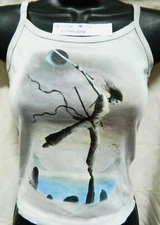 Dreamfall Fantasy From Sky Hand Dyed Gray Spaghetti Strap Shirt UNWORN