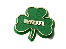 MDA Green Three Leaf Clover Pin Gold Tone