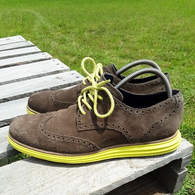 Cole Haan Men's LunarGrand Wingtip Derby Suede Brown US Size