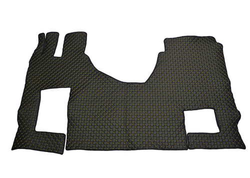 Tapis De Sol Camion Actros MP4 - Lot De 2 Panneaux En Cuir Écologique Noir à Points Bleus, Protection Imperméable