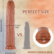 14.33 Inch Huge Big Dildo Suction Cup Realistic Penis Dong G-spot Sex Toys Women
