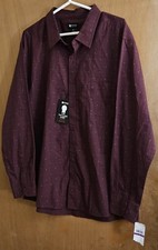 Haggar Men's long sleeve button down shirt NWT Wine color with dots Size XXL